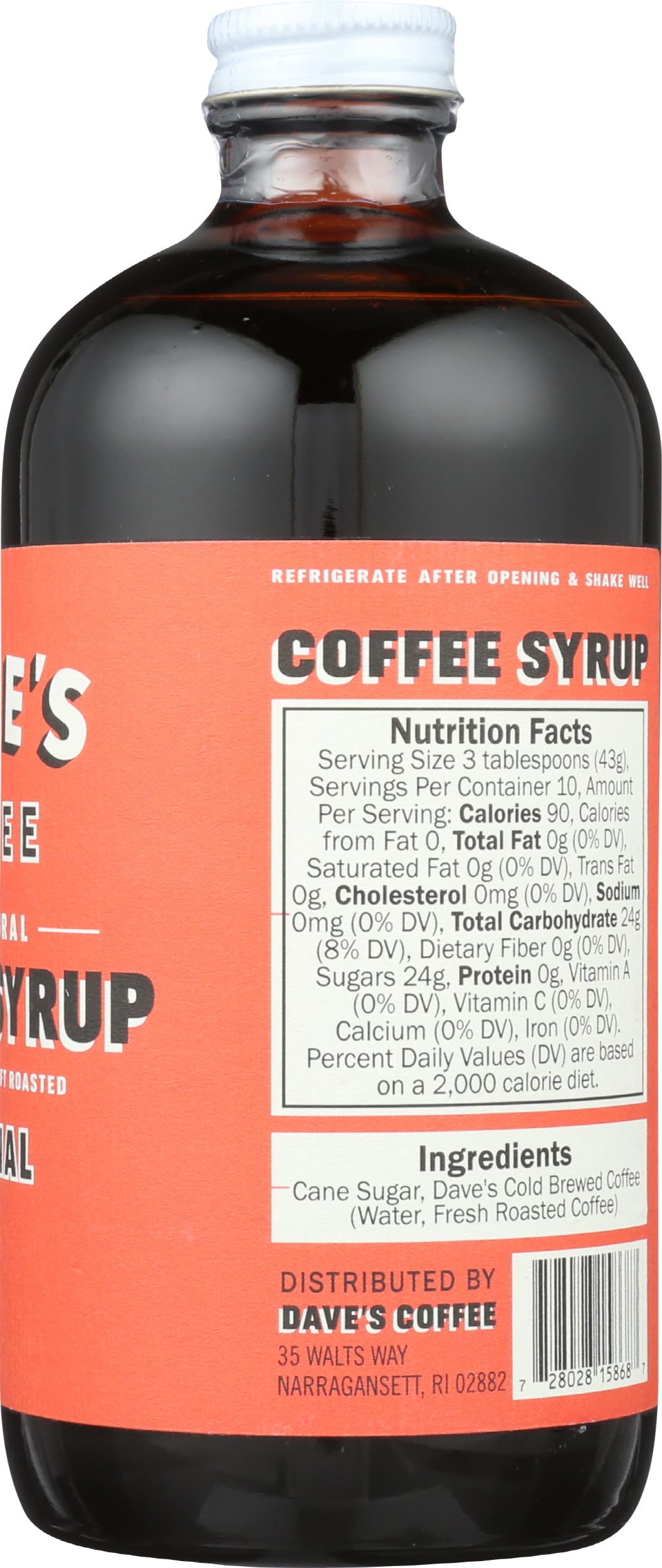 Daves Coffee, Coffee Syrup Plain, 16 Ounce | Grocery Pickup